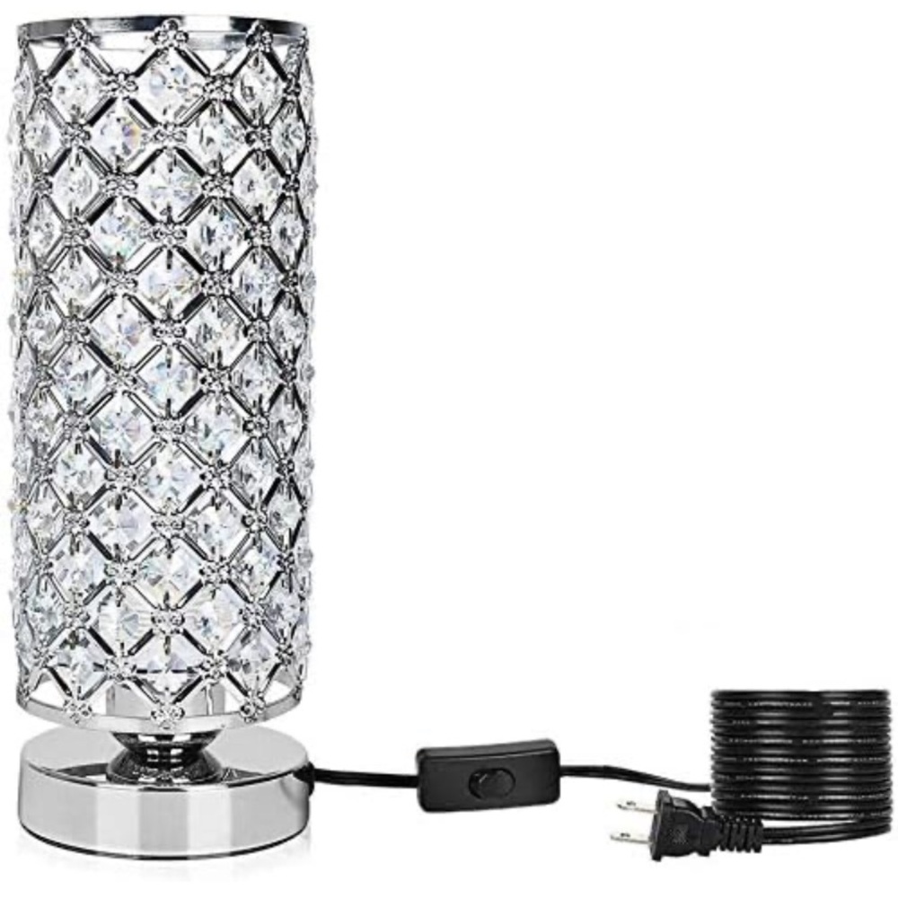 Crystal Table Lamp with Silver Base nightlight like new accent modern